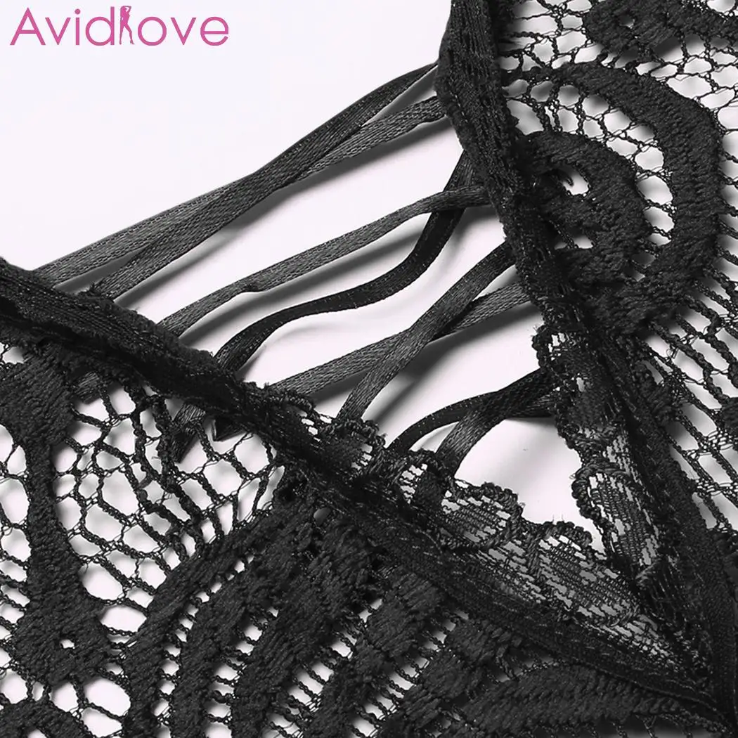 Женское Кружевное боди Avidlove сексуальное прозрачное нижнее белье без рукавов с