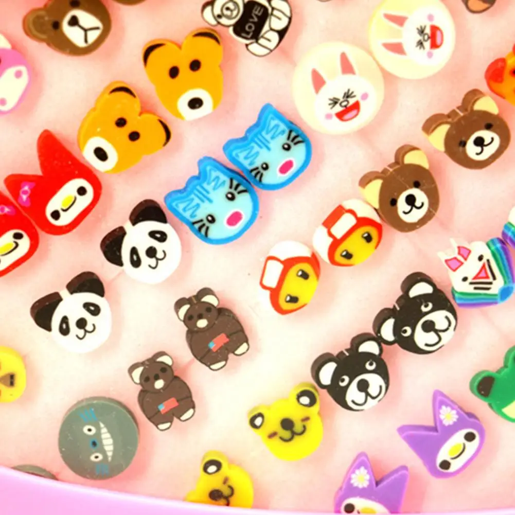 36 пар Милые простые маленькие серьги в форме сердца полимерные пластиковые