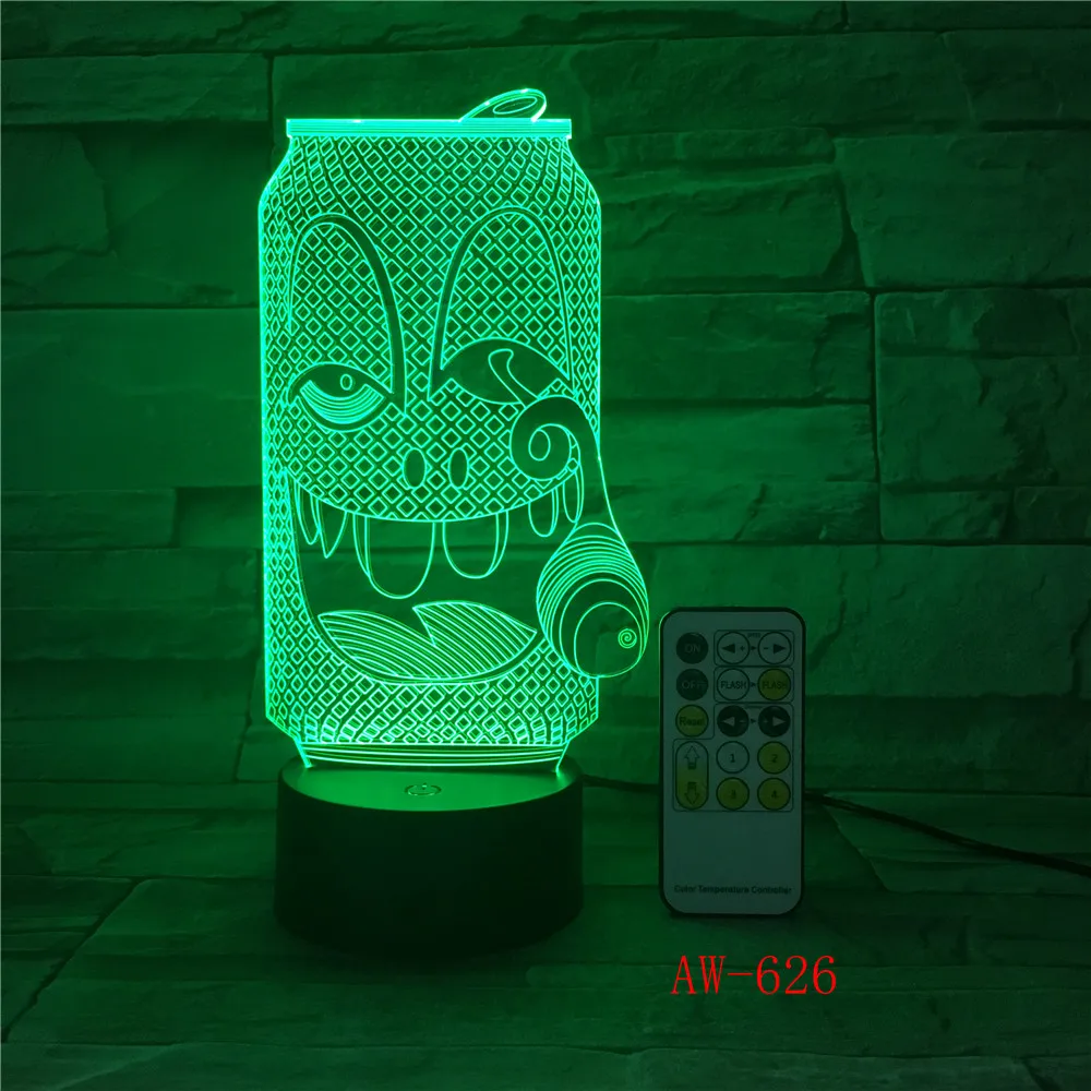 Акриловый цветной USB-ночник с рисунком Кока-дыма мультяшный ночник для спальни