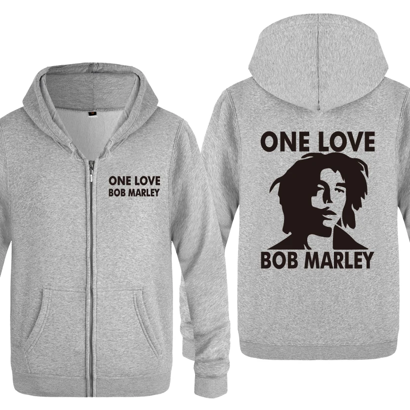 Мужские флисовые толстовки на молнии One Love Bob Marley с капюшоном 2018 | Мужская одежда