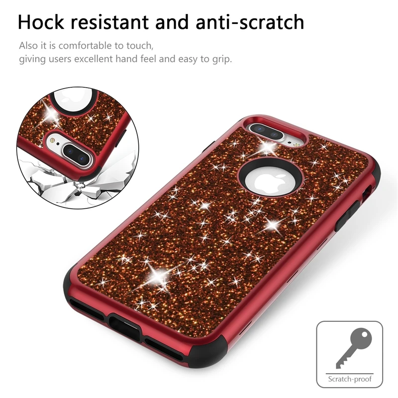 Роскошный Жесткий Чехол для iPhone 8 7 6 6S Plus блестящий Блестящий чехол из