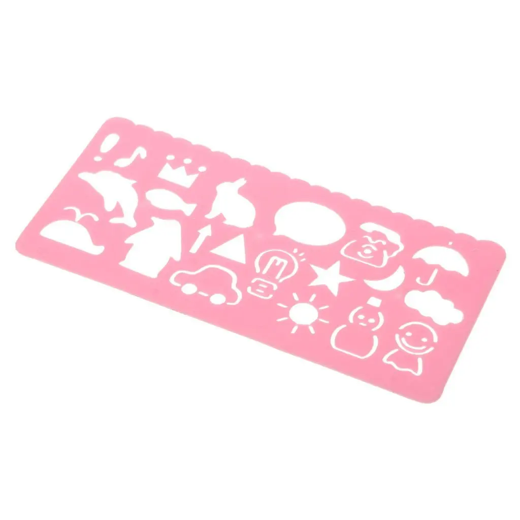 PPYY NEW -4pcs Student Child Plastic Templates Drawing Ruler Pink Blue Yellow Green | Канцтовары для офиса и дома