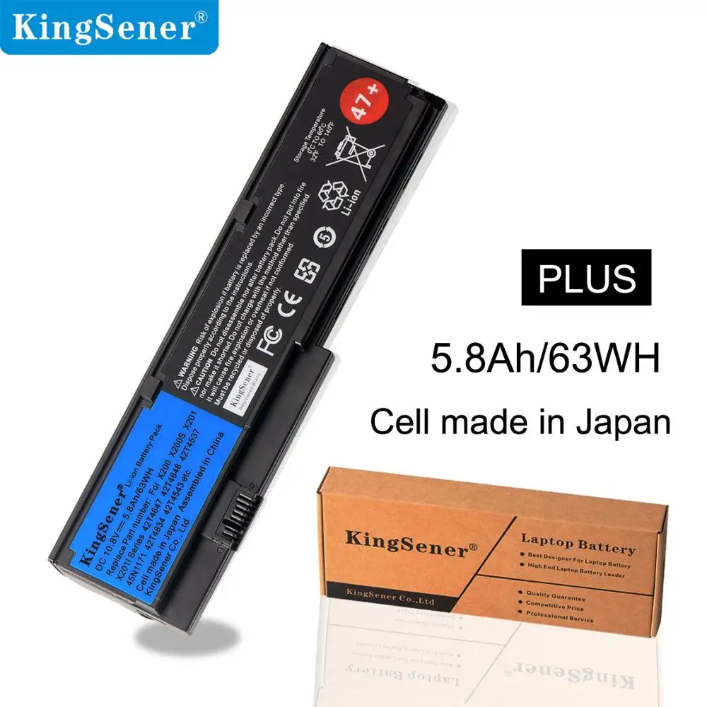 Аккумулятор KingSener 5800 мач для ноутбука Lenovo IBM ThinkPad X200 X200S X201 X201I Series 42T4834 42T4535 42T4543 42T4650