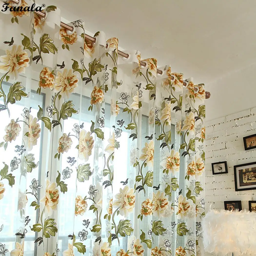 Peony Flower Window Living Room Bedroom Home Hospital Cafe etc Curtain Hanging On Rod | Дом и сад