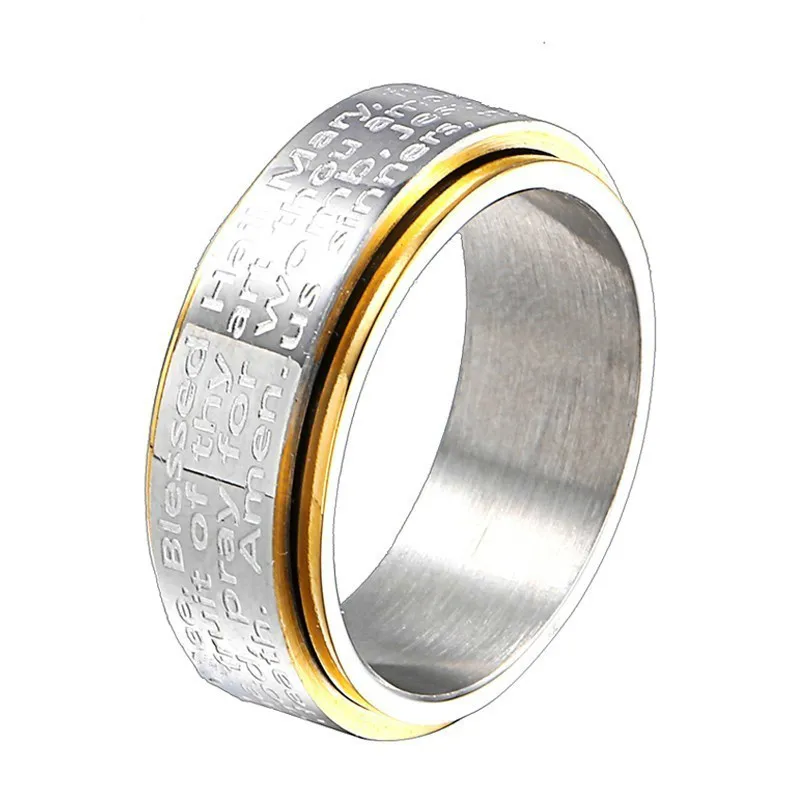 Женское Молитвенное религиозное кольцо Anillos серебряное золотое из нержавеющей
