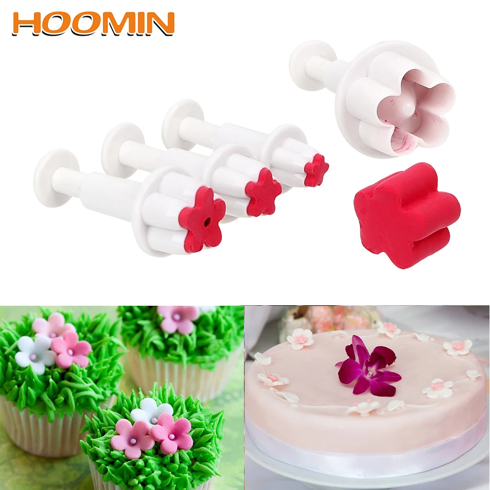 HILILFE 4 шт./компл. торта Fondant (сахарная) плунжер DIY фрезы комплекты с цветочным