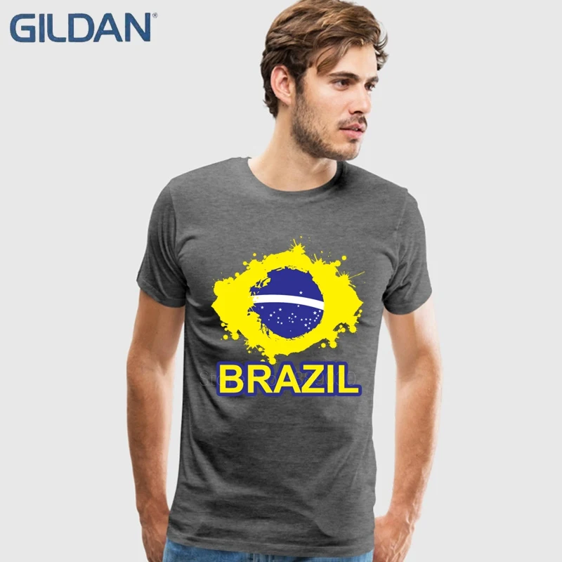 Cool Vintage Brazil Flag T Shirt Men's Short-Sleeve O-Neck Cotton Couple Backing Tshirt | Мужская одежда