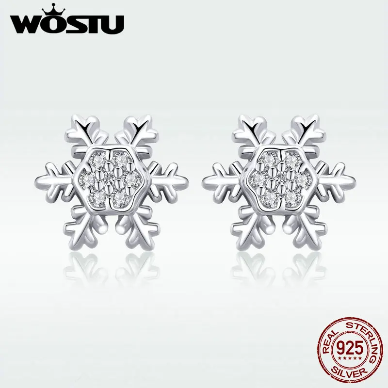 Женские серьги гвоздики WOSTU элегантные из стерлингового серебра 925 пробы с