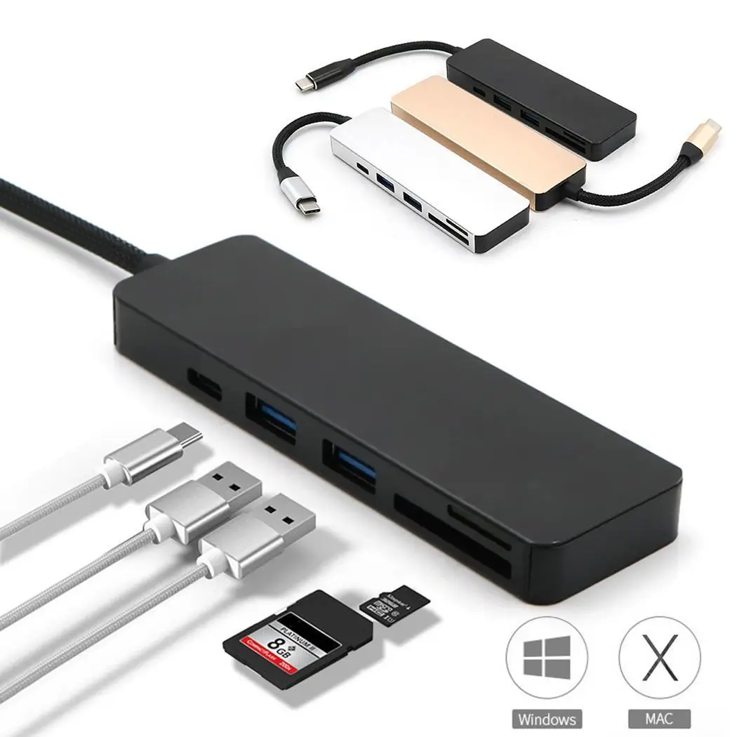 Type-C to HUB Card Reader Multi-function SD TF Converter Macbook Silver Golden Black 0.059kg | Компьютеры и офис
