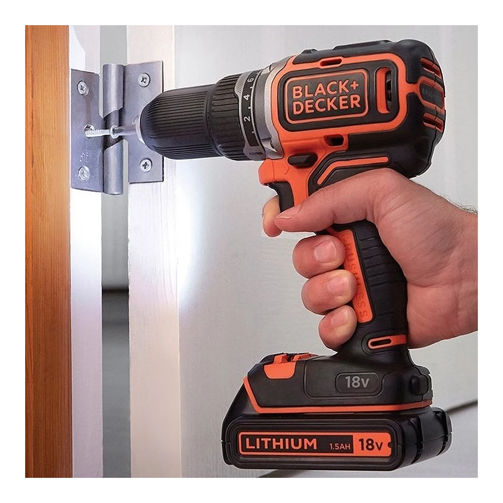 Аккумуляторная дрель-шуруповерт (18.0 В 1.0 А·ч Li-Ion 2 АКБ) BLACK+DECKER BL186KB-QW | Инструменты