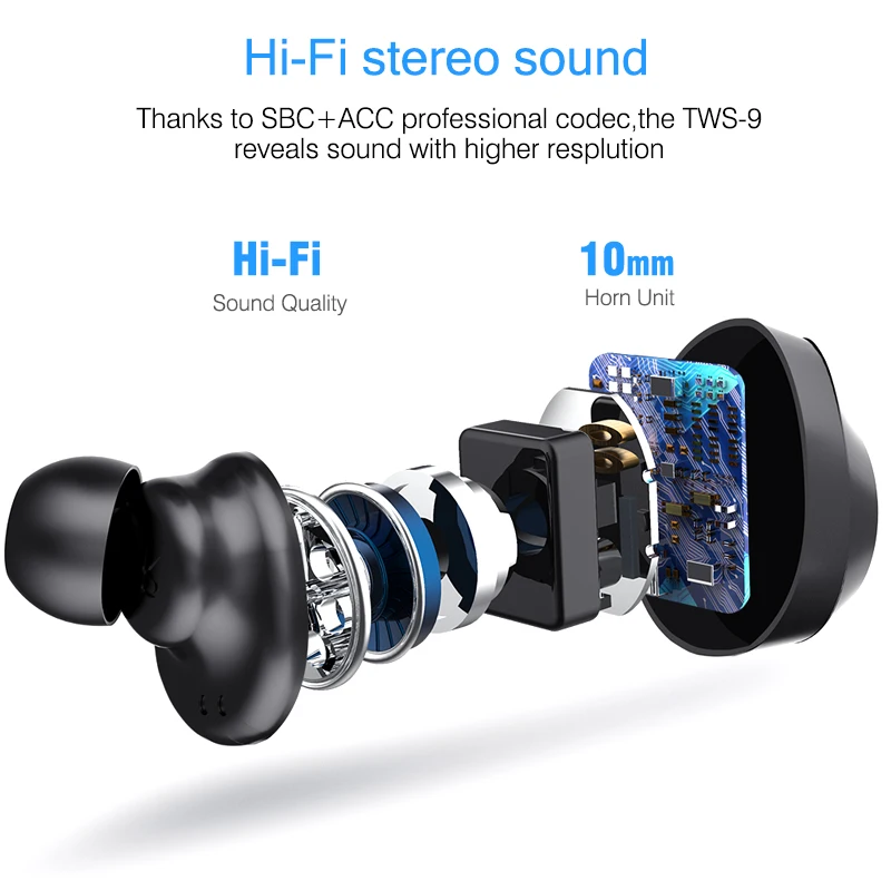 Bluetooth наушники tws V5.0 с сенсорным управлением беспроводные + зарядная коробка Hi Fi