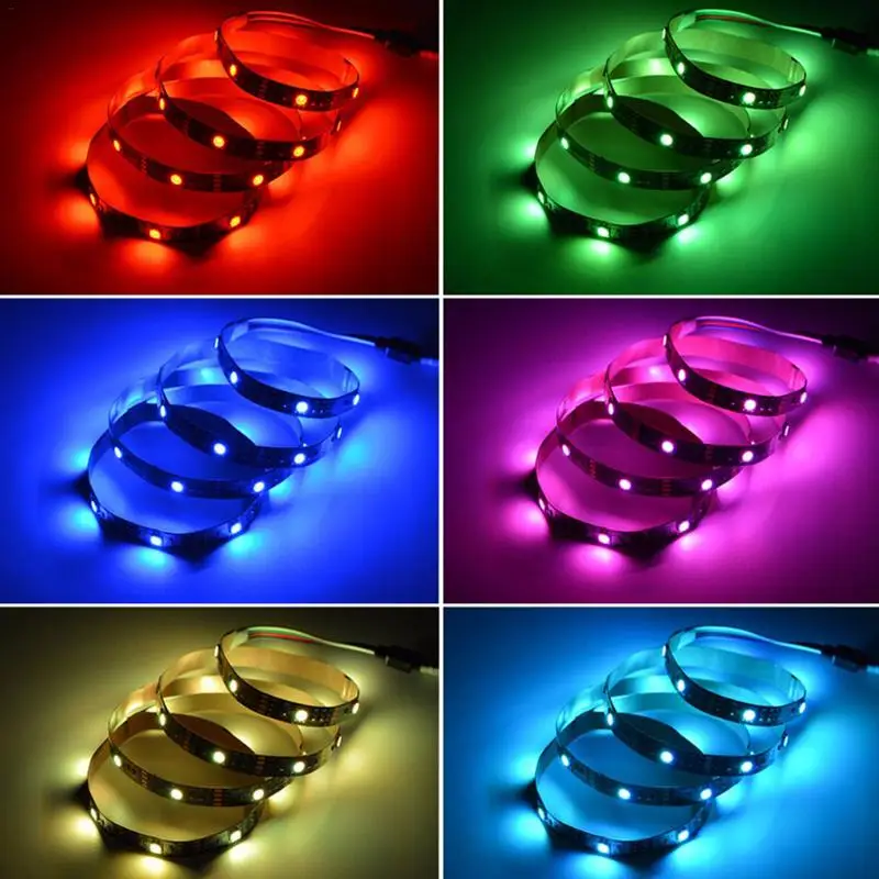 Водонепроницаемая гибкая светодиодная лента 5 в постоянного тока USB 5050 RGB 50 см 2 м 3