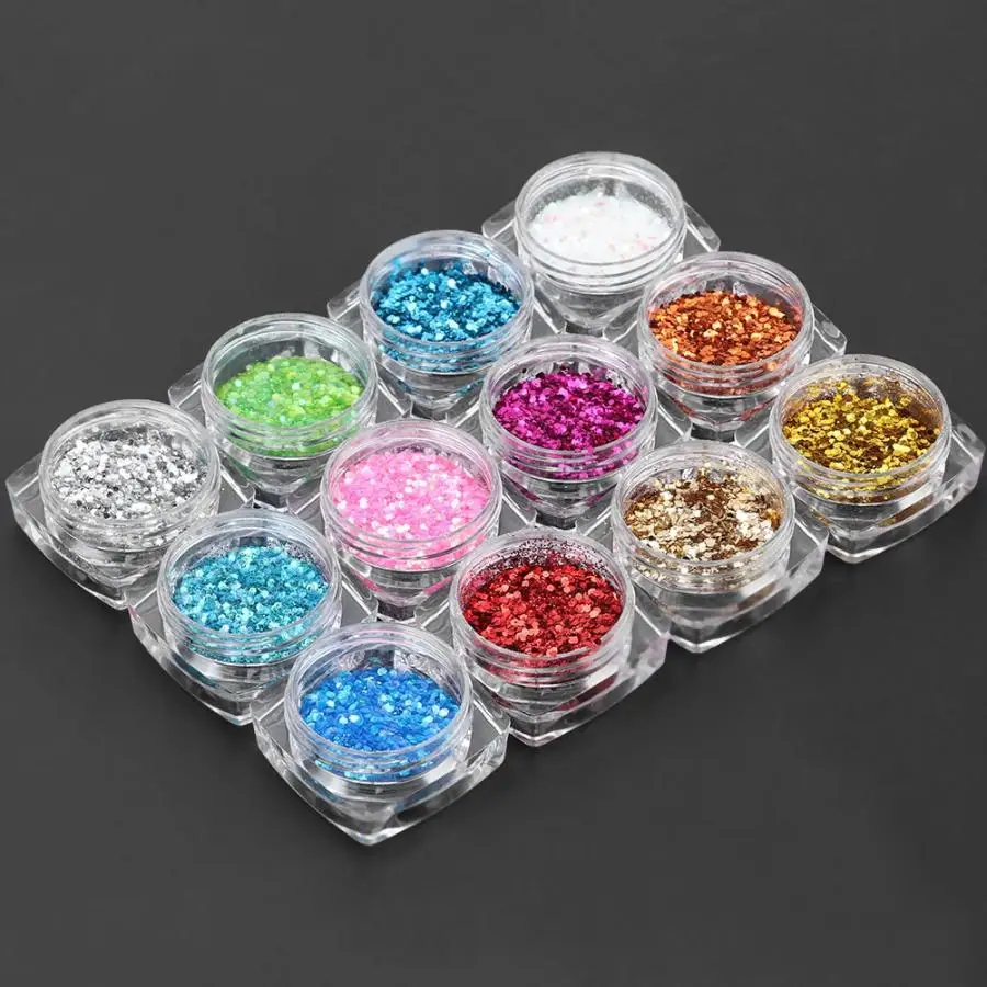 Палетка с ромбами и блестками для дизайна ногтей 12 цветов|Стразы украшения| |