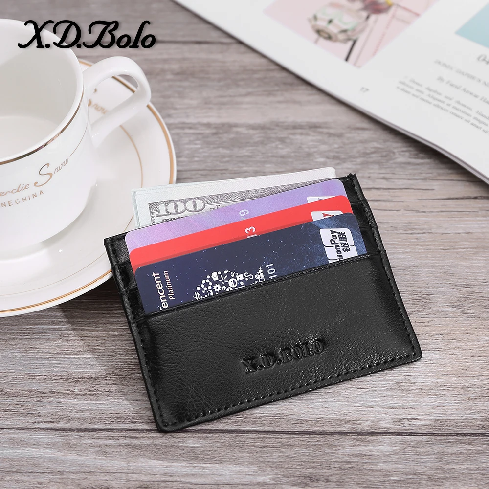 

X.D.BOLO Genuine Leather Men Wallet Credit Card Holder Mini Slim Wallets card & id holders man women business credit card holder