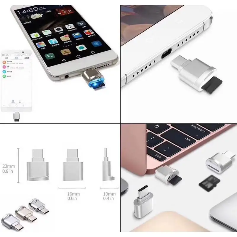 Микро конвертер с портом Type C адаптер OTG портативный USB 3 1 в кардридером TF