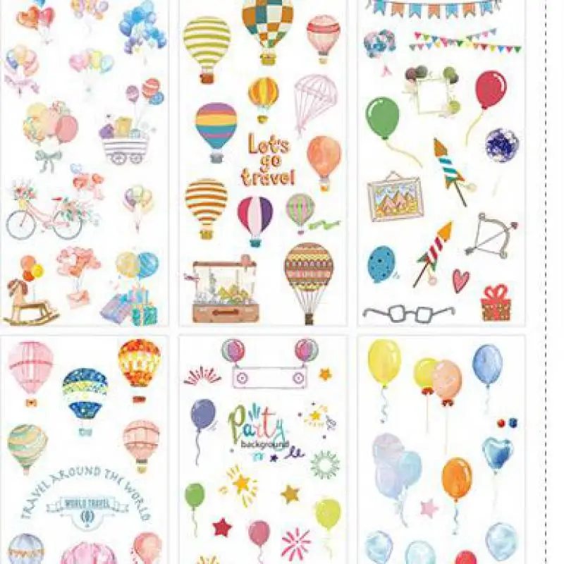 

6sheets/pack Let's Go Travel&Cherry Decorative Washi Stickers Scrapbooking Stick Label Diary Stationery Album Stickers