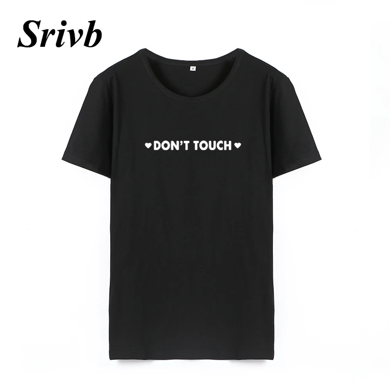 Женская футболка Srivb Don't Touch хлопковая в стиле панк рок с круглым вырезом лето