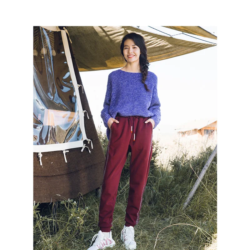 INMAN Winter Female Round Collar Retro Literary Loose Off The Shoulder Sleeve Woman Pullover Sweater | Женская одежда