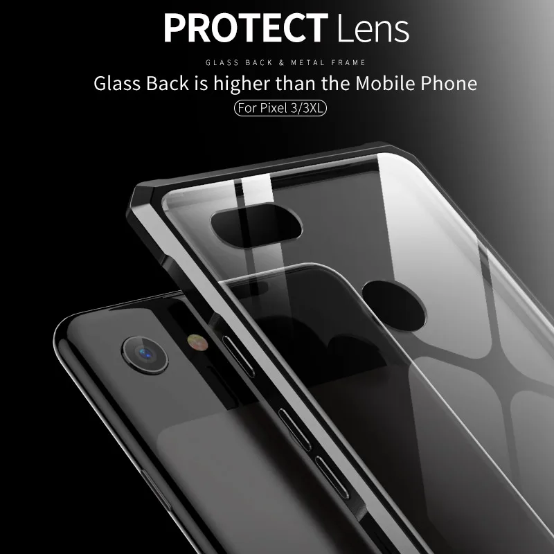 For Google Pixel 3 3XL Bumper Pixel3 Phone Cases Aluminum Metal Frame with Clear Tempered Glass Back Cover for XL |