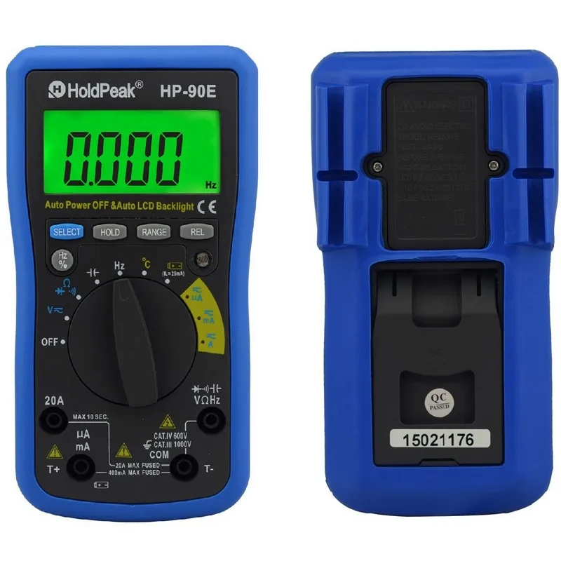 HoldPeak HP 90E Цифровой мультиметр Авто Диапазон DMM постоянного тока Сопротивление