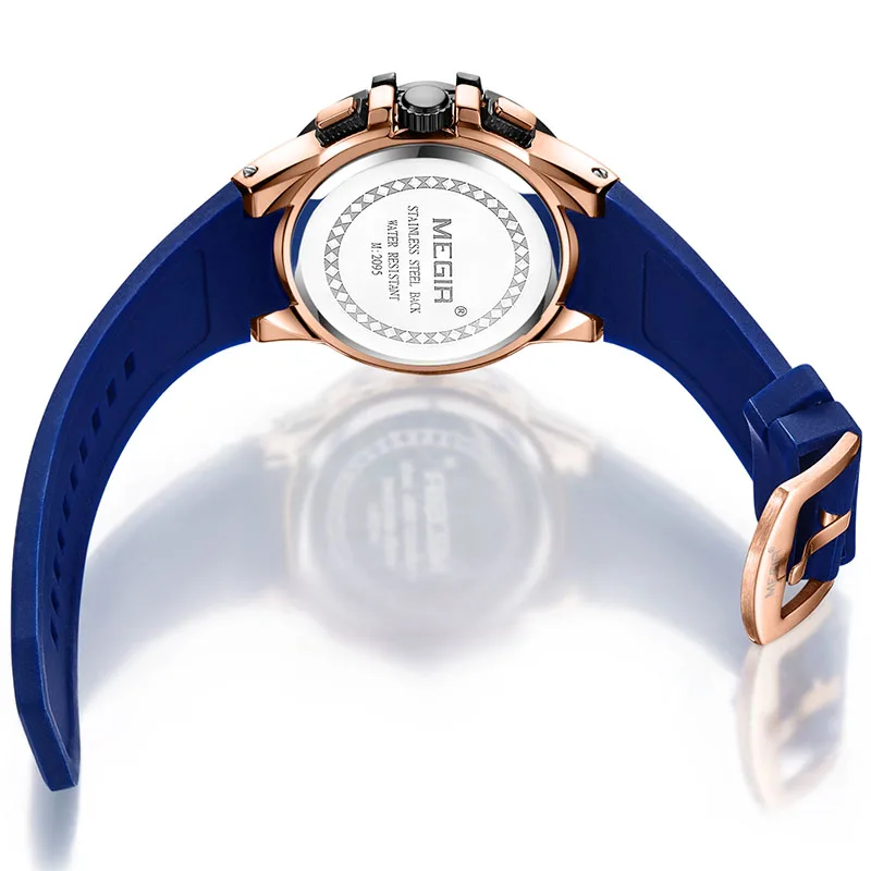 Часы MEGIR Мужские кварцевые брендовые Роскошные повседневные водонепроницаемые