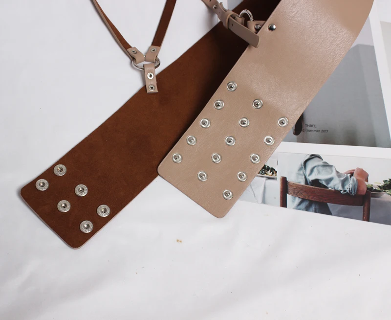 LANMREM Европейский ремень ультра широкий Дамский из искусственной кожи