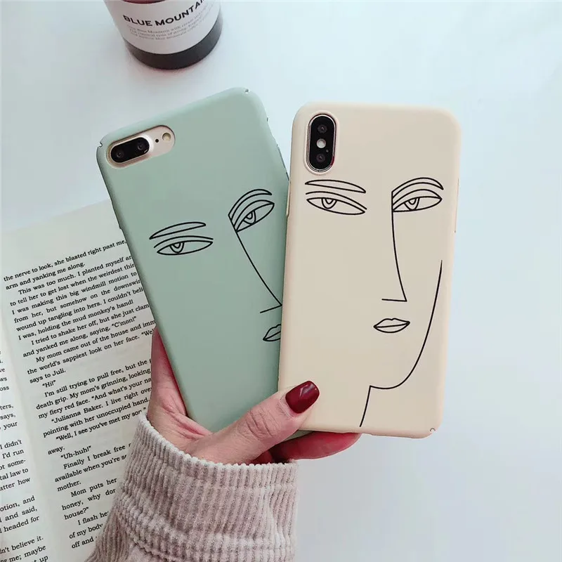 Creative Simple Art illustration Girl Phone Cases For iphone X XS Max XR 6 6s 7 8 Plus Case hard matte Cover Fundas Capa Coque |