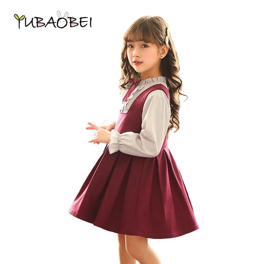 Детское платье высокого качества для девочек + блузка комплекты из 2 предметов