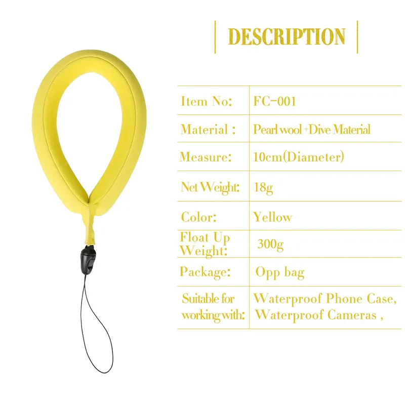 Anti-sink bracelet Flotative Wristband for Outdoor Sport Waterproof CASE Camera Floating Sling Strap |