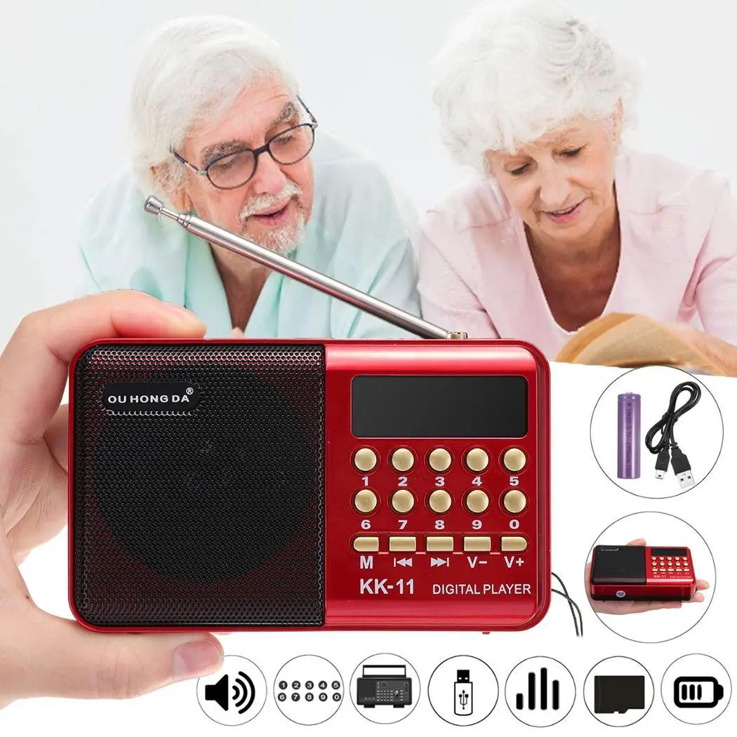 Перезаряжаемое портативное мини радио цифровое FM USB DC 5V 0.5A 70 МГц 108 TF 3 Вт MP3 7 в/1200