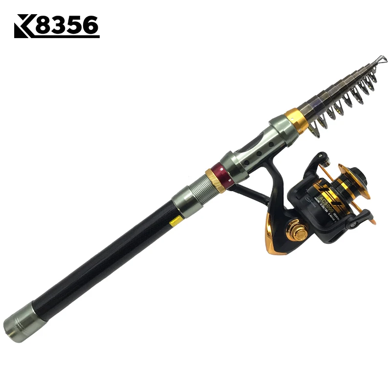 K8356 карбоновая портативная телескопическая удочка спиннинговая морская