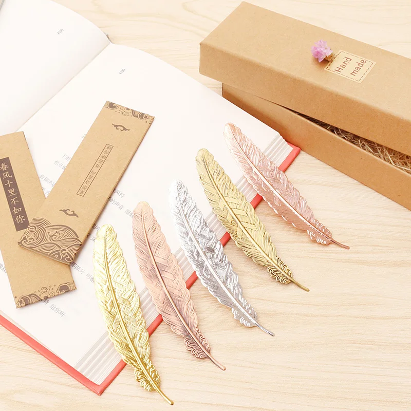 1pc Gift Metal Silver Plated Feather Bookmarks Beautiful BookMarks for Book w16 Student Supply Kidss Creative Cute |