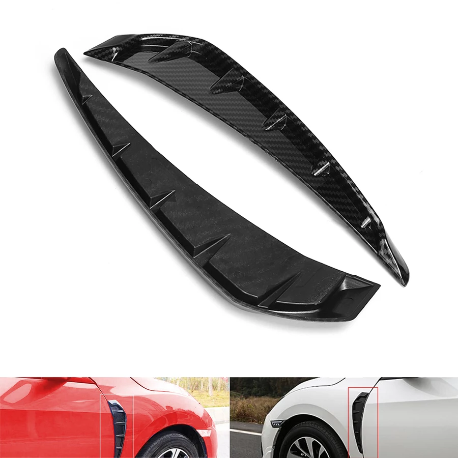 

2 x Side Body Marker Fender Air Wing Vent Trims Carbon Fiber Trim Pattern for For 2016 2017 Honda Civic