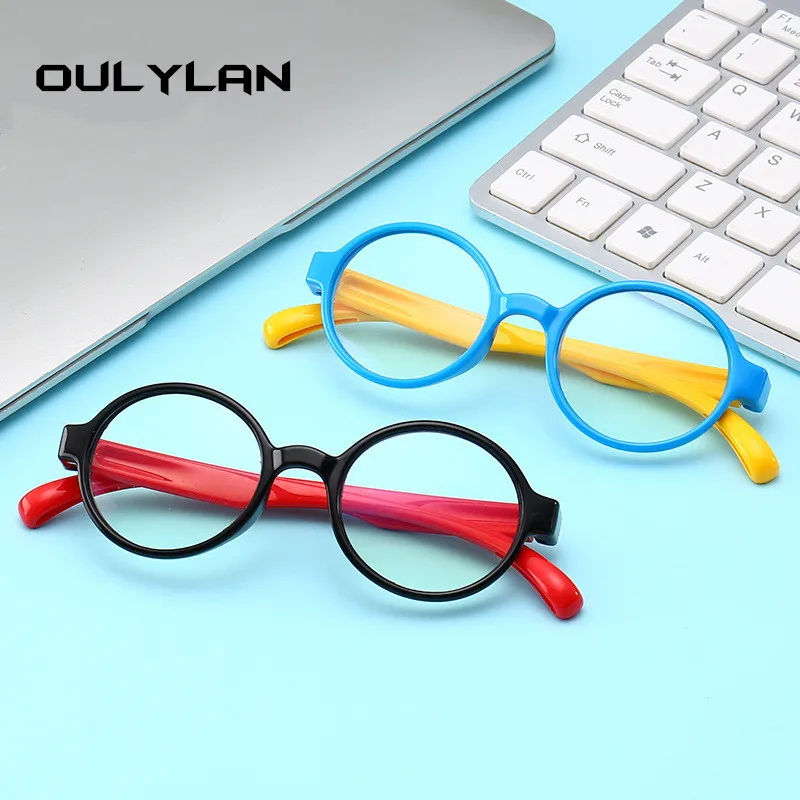

Oulylan Baby Anti Blue Light Glasses Kids Round Eyeglasses Children Fashion Computer Eyewear Soft Silicone Spectacles
