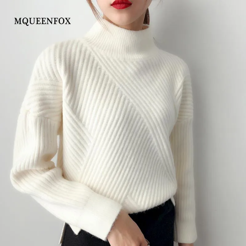 Winter Turtleneck Sweaters Women Pullovers 2019 New Warm thick Long Sleeve Loose Knitted Sweater Casual Solid Jumper Tops | Женская