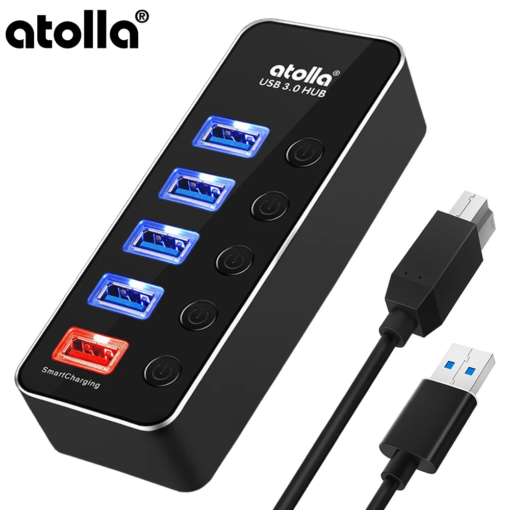 Atolla 4 портовый концентратор USB 3 0 умная Быстрая зарядка usb с адаптером питания