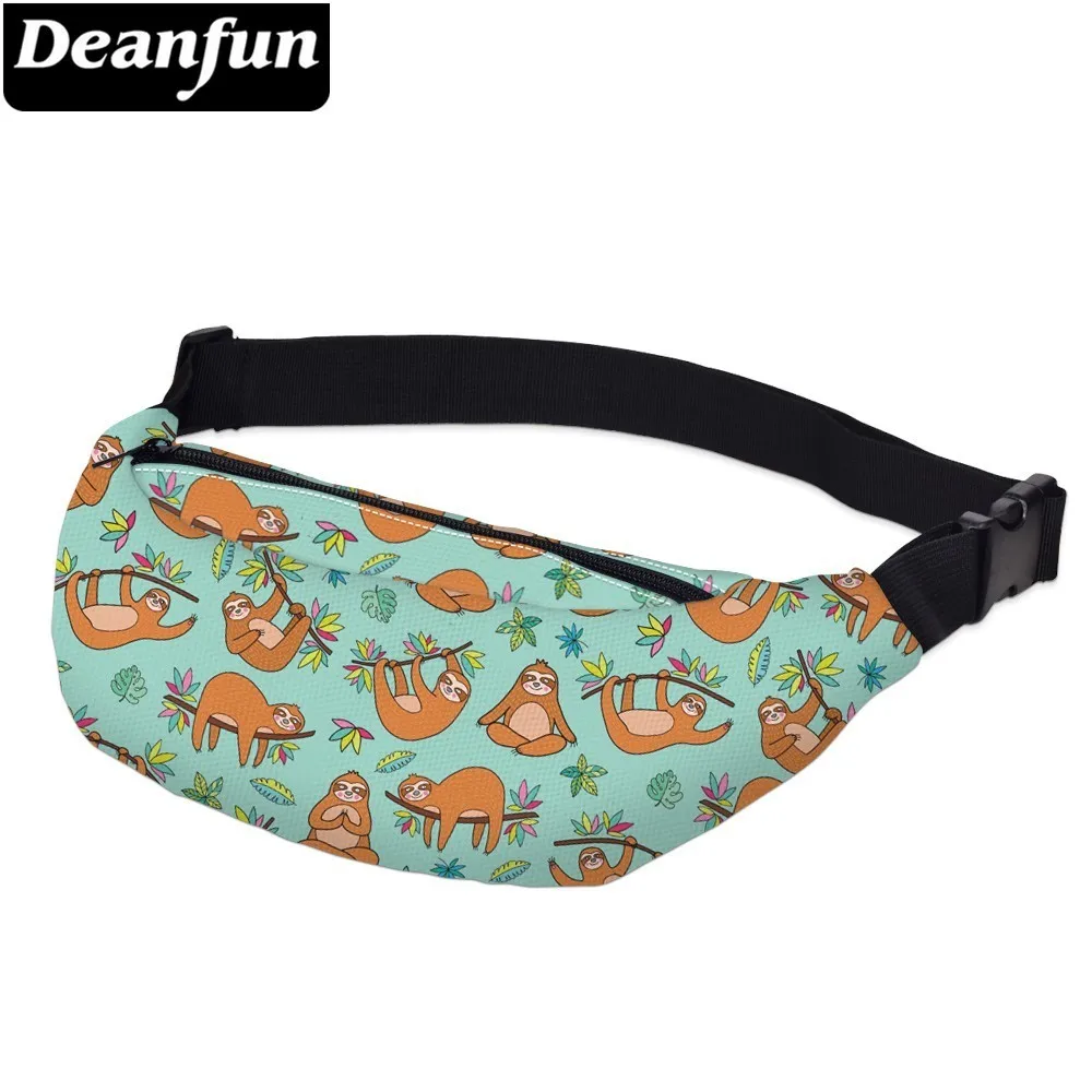 Мужская поясная сумка Deanfun коричневая Водонепроницаемая с принтом в виде листьев