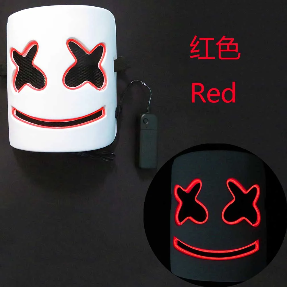Хэллоуин Рождество светодиодная светящаяся маска marshmello диджея EL wire вечеринка