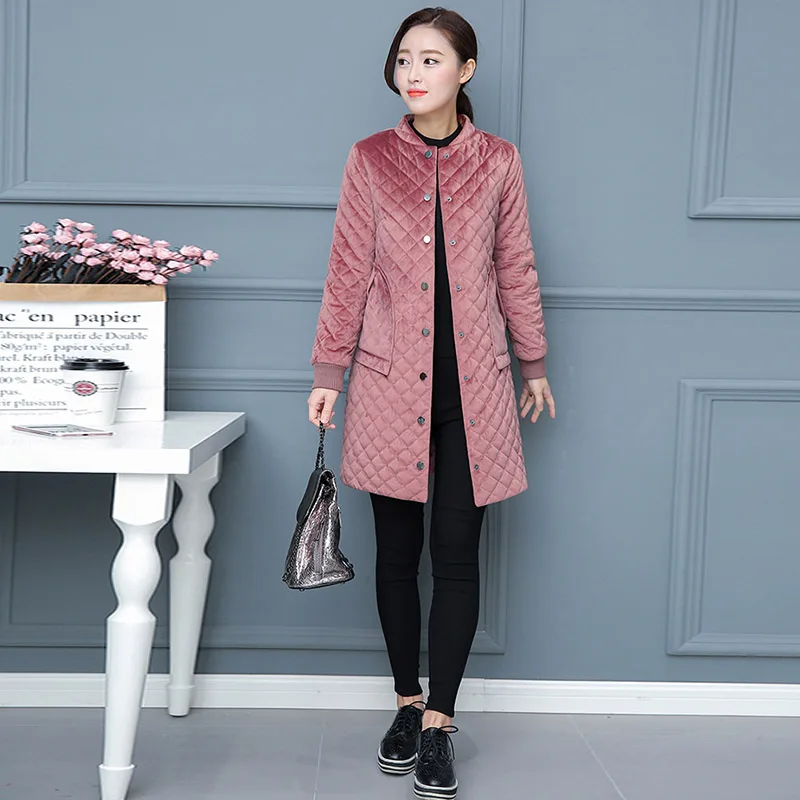 Gold Velvet Women Parkas New Autumn Winter Jacket Female Baseball Uniform Thick Coat Plus Size Outwears Casco Femminos | Женская одежда