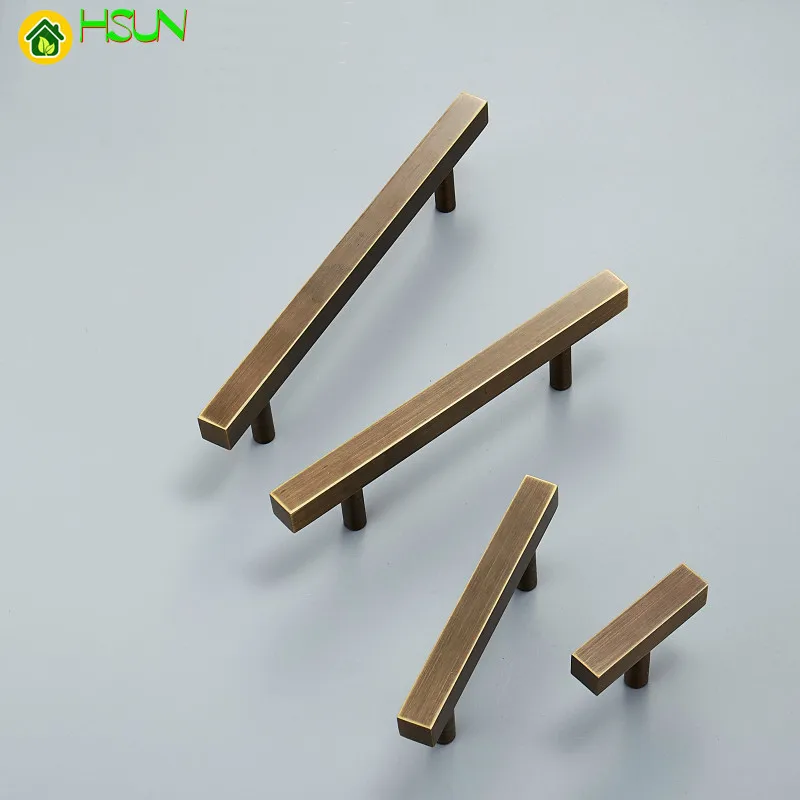 Золотая Ручка для шкафа 1 шт. мебельные ручки ящиков цельная латунная фурнитура