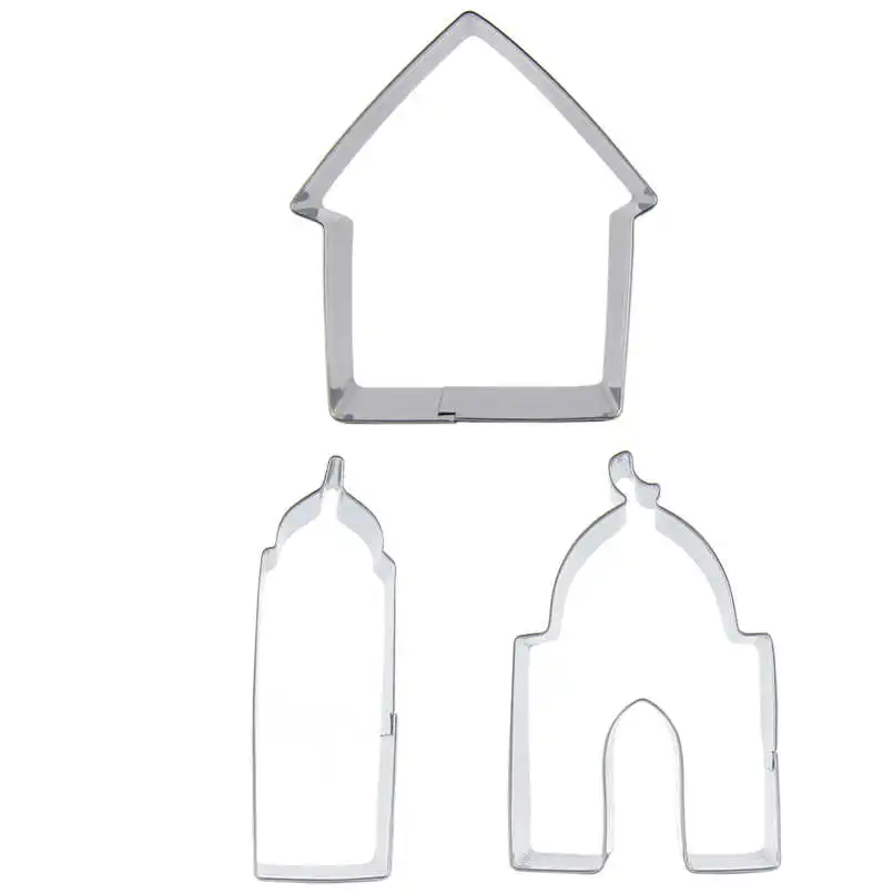 Wooden houses Towers mosque shape 3 piece biscuit cutting molds baking tools cake decorating soft candy | Дом и сад