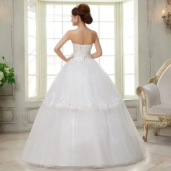 Vestido De Noiva милые Свадебные платья бальное платье Цветочные аппликации без рукавов
