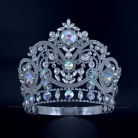 pageant crown rhinestone crystal ab silver beauty queen bridal wedding tiaras princess headress fashion hair jewelry crown mo224