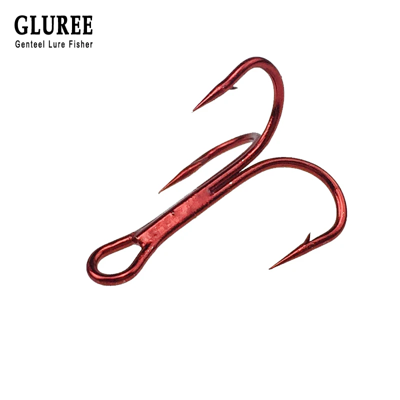 Тройной Крючок GLUREE 30 шт./лот 10 #12 #14 # из красного никеля рыболовный крючок