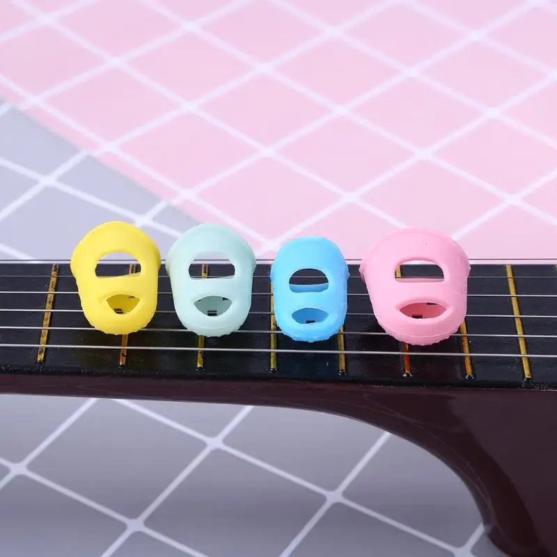 4 шт. силиконовая гитара палец пальца выбирает протектор Plectrum Fingertip наперсток