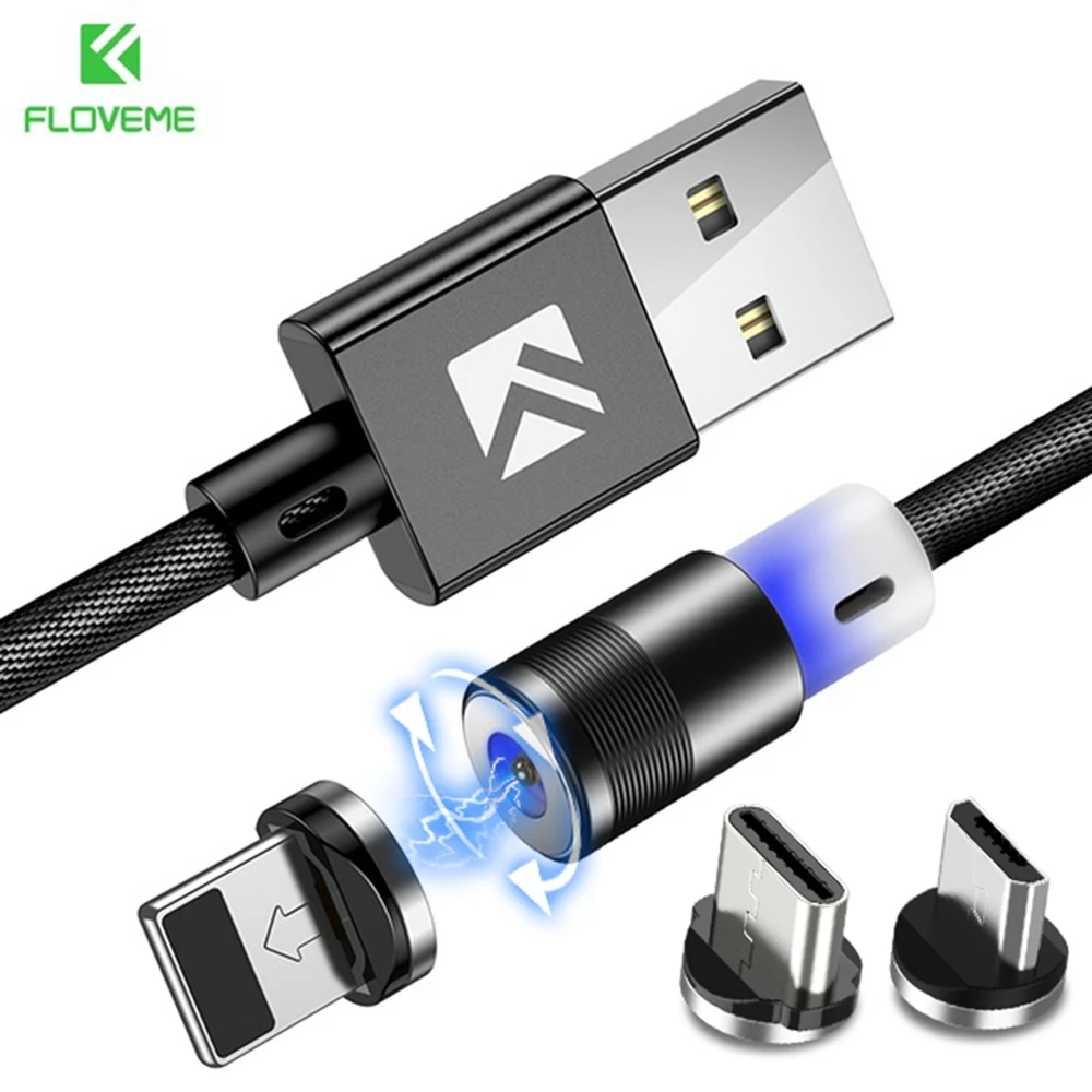 Светодиодный магнитный кабель FLOVEME для Apple iPhone X 7 6 Micro usb type C samsung Xiaomi магнитное