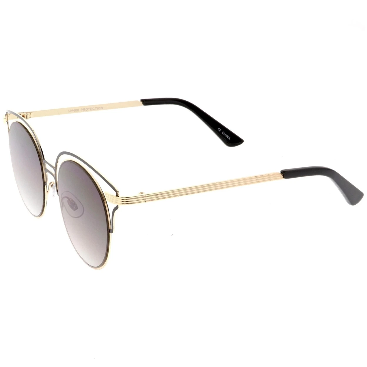 Уникальные Металлические солнцезащитные очки с вырезами кошачий глаз круглые