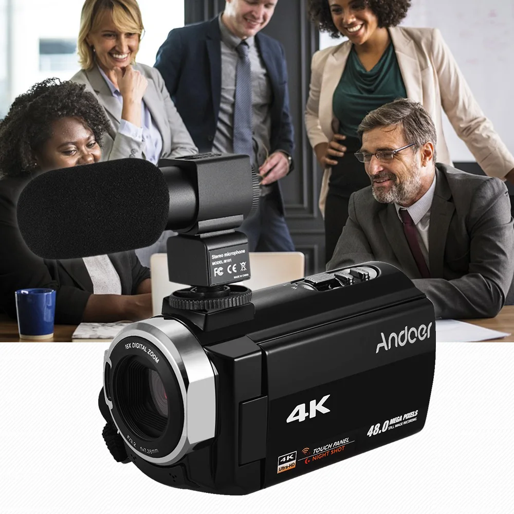 Andoer 4K HD Цифровая видеокамера DV 16X цифровой зум WiFi ИК Ночное Видение с микрофоном