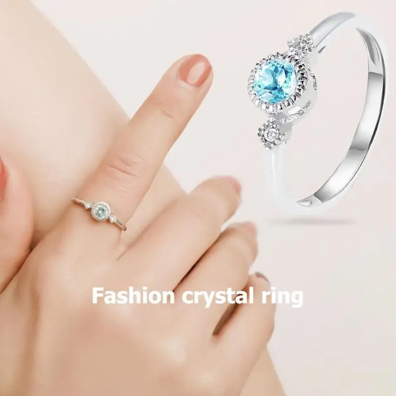 Модные кольца Engagemen из циркония с кристаллами для женщин и девочек Серебряное