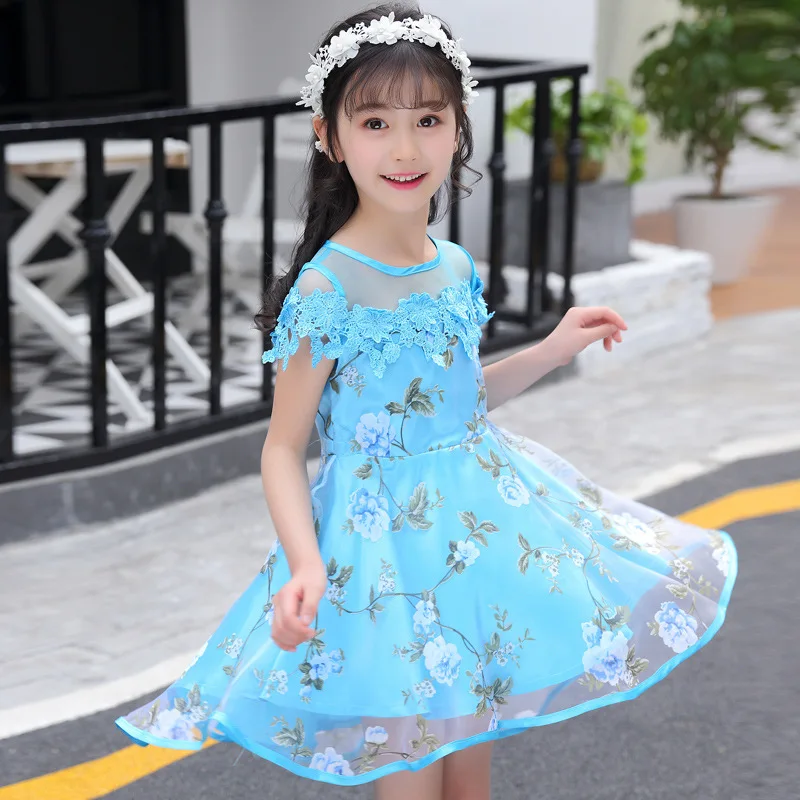 short sleeve irregular 3d flower noble vintage gown age for 3-12 yrs baby girls party evening lace dress summer kids long frocks | Детская